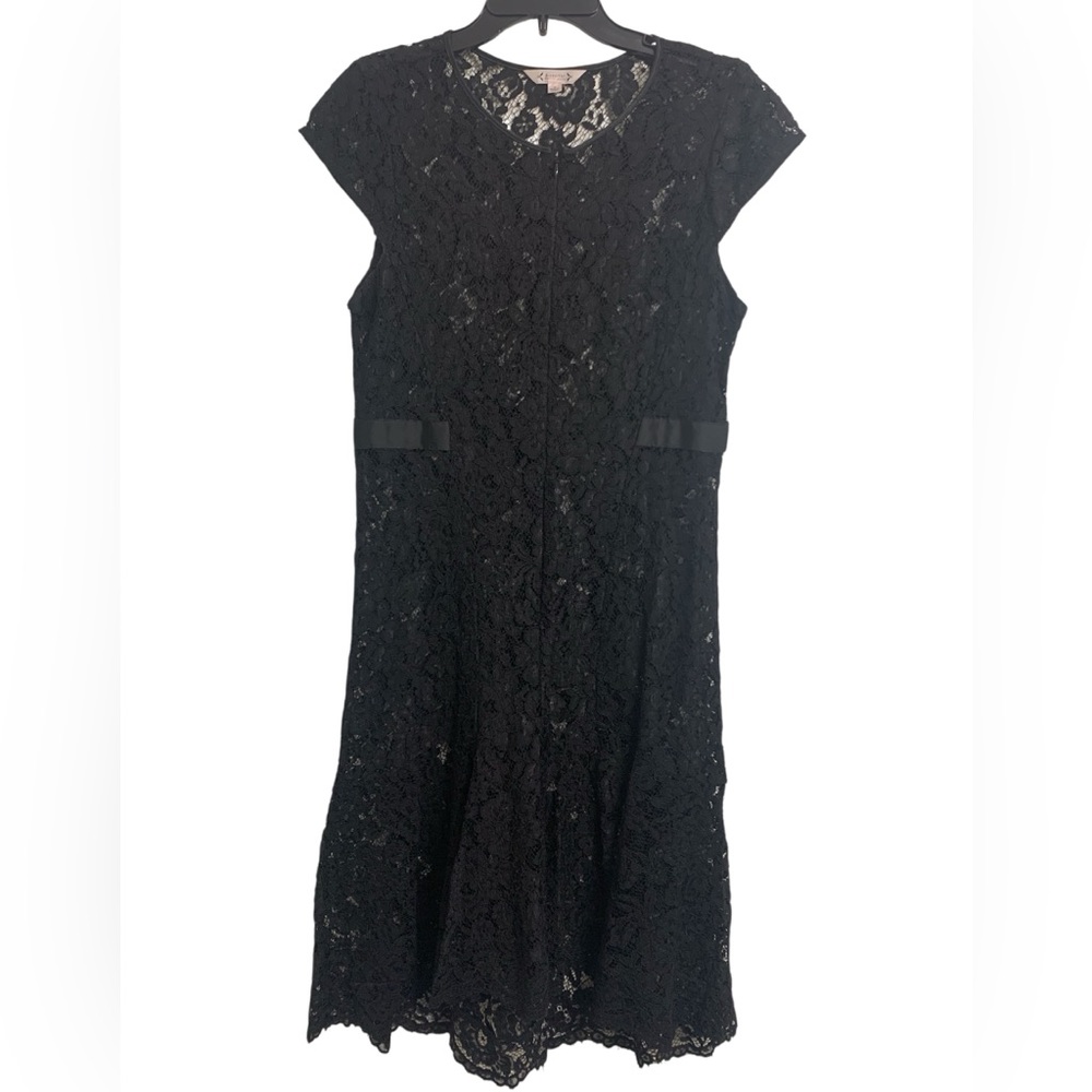 Nanette Lepore Sheer Black‎ Floral Lace Feminine Midi Dress Size 14